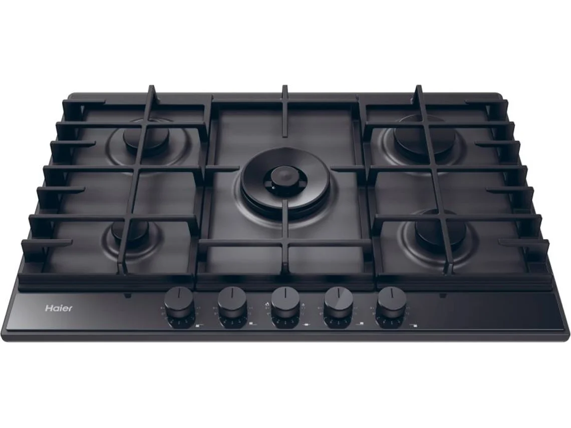 Placa de Gas HAIER HAHG7W5TEB (Gas Natural - 75 cm - Negro)