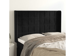 Cabecero Con Orejas De Terciopelo Negro 147x16x118/128 Cm