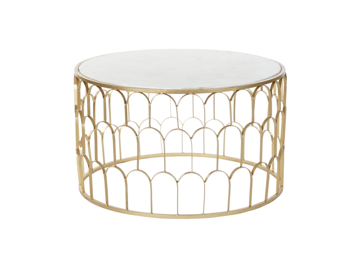 Mesa Centro Hierro Marmol Dorado 87x87x51,5cm