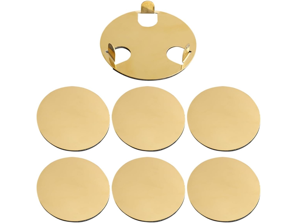 Juego De 6 Posavasos De Acero Inoxidable Dorado Con Base De Eva Antideslizante.