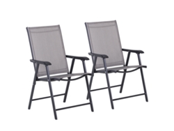Silla De Camping Outsunny, 2 Piezas, Plegable, De Metal, Gris.