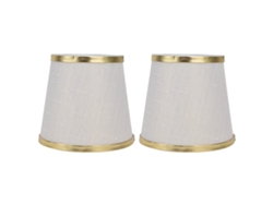 2026-2pcs Toldo De Lampara Estilo Europeo Para Lámpara De Techo Pared E14 Beige Blanco Con Borde Oro Tela