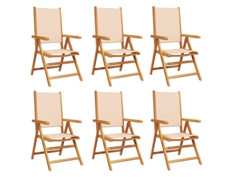 Conjunto 6 Silla De Jardín VIDAXL Beige Madera