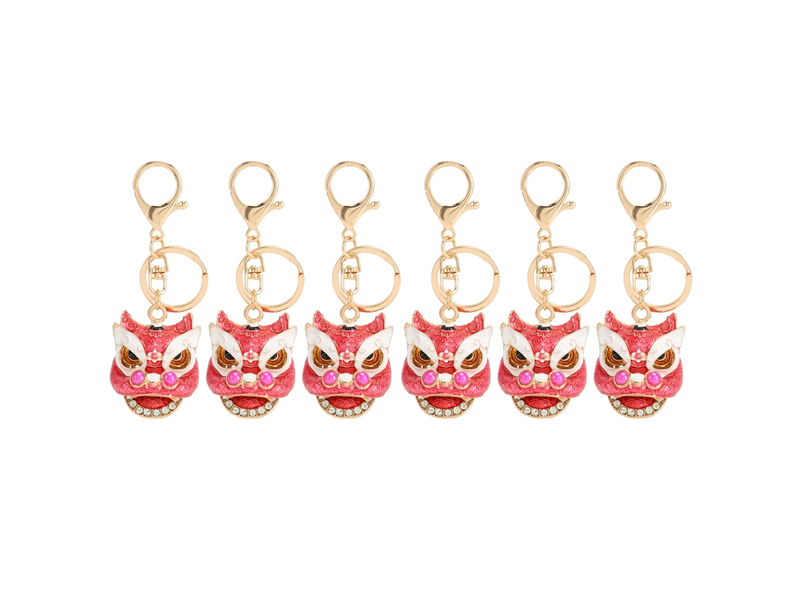 6 Llaveros Con Diseño De León Bailando, Con Diamantes De Imitación, De Metal, Antioxidantes, Para Bolso/cartera, Color Rosa.