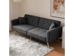 Sofá convertible de 2 plazas Mobrio con respaldo ajustable, tejido bouclette gris