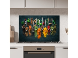 Panel Antisalpicaduras Cocina Hierbas - Especias - Cucharas 90x60 Cm