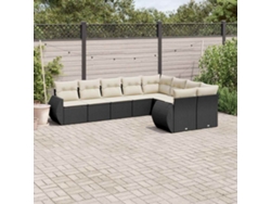 Conjunto de sofás de jardín de 9 piezas DKD Home Decor con cojines de mimbre negros