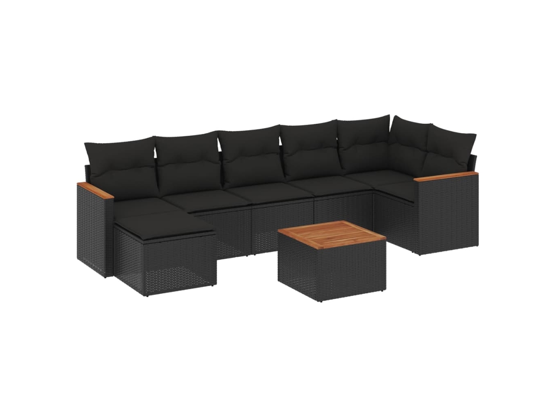 Maison Exclusive - Set De Sofás De Jardín 8 Piezas Y Cojines Ratán Sintético Negro