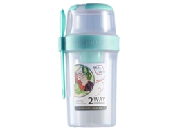 JILLIOPER Contenedor todo en uno, lonchera independiente con asa de transporte, vaso para ensalada de doble capa con tapa de seguridad a prueba de fugas, recipi