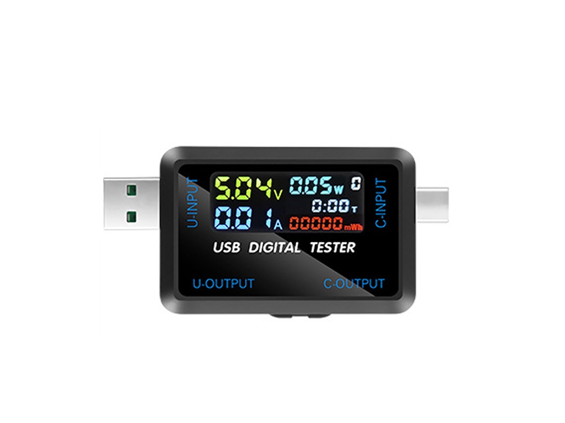 Multímetro Digital Usb Para Voltaje Y Corriente Con Pantalla Ips, Comprobador De Capacidad Y Potencia, Almacena 9 Puntos De Datos.
