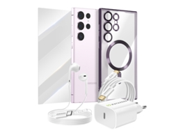 Pack Esencial Para Galaxy S23 Ultra Funda, Protector, Cargador, Auriculares (5 Piezas)