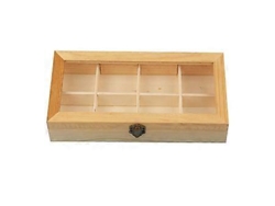 Vitrina de 8 compartimentos, estante de madera para té y café, caja de almacenamiento