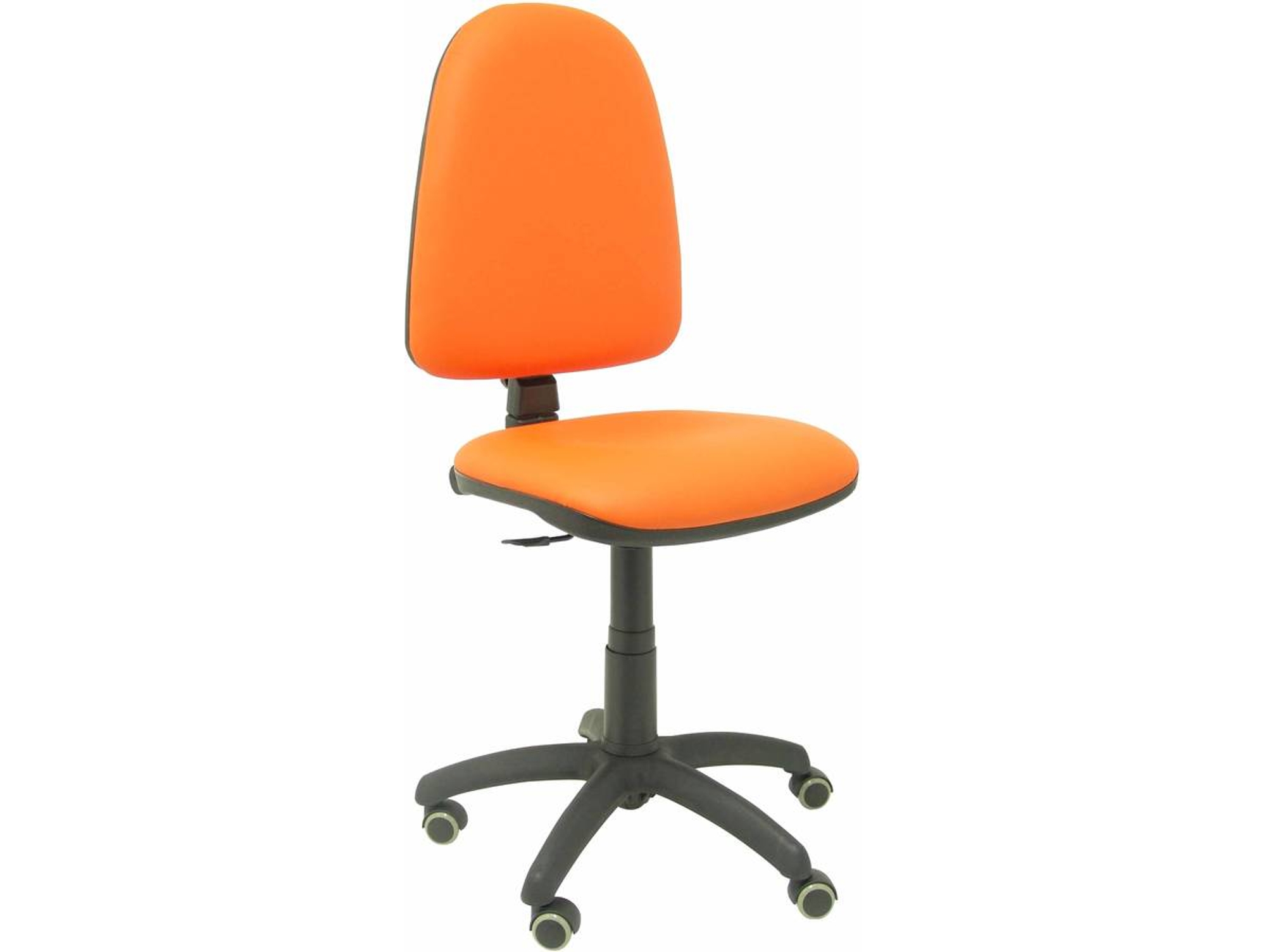 Silla de Escritorio Operativa PIQUERAS Y CRESPO Ayna Naranja con ruedas de parqué (Similpiel - Ruedas Parquet)