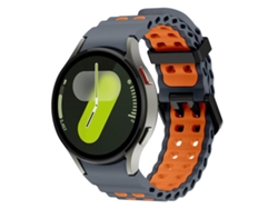 Bracelete Para Samsung Galaxy Watch 7 (40mm/44mm) - Silicone Duas Cores Ocean - Furos Duplos - Cinza Espacial Laranja