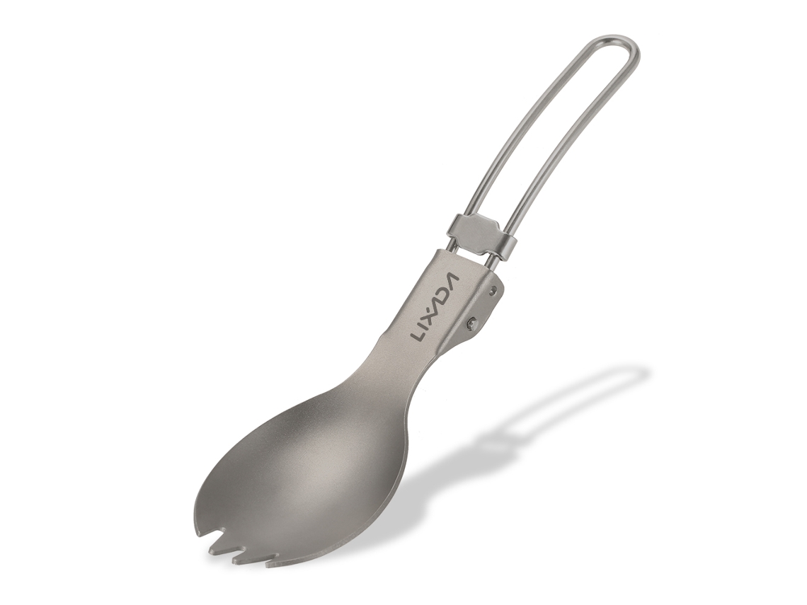 Cuchara/tenedor Plegable Ligero De Titanio Para Acampar, Hacer Senderismo, Ir De Mochilero, Viajar Y Actividades Al Aire Libre.