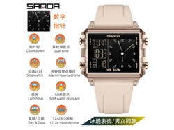 Reloj Electrónico Multifuncional Cuadrado Transparente Con Alarma Luminosa (color Albaricoque Transparente)