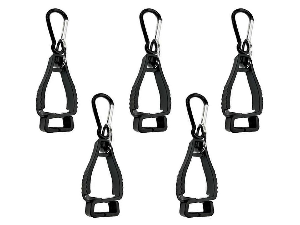 Paquete De 5 Porta Guantes Con Mosquetón Y Anillo De Llave Negro Para Trabajo, Seguro Para Guantes, Toallas Y Gafas