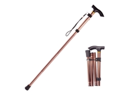 Bastón plegable, aleación de aluminio, muletas telescópicas, antideslizantes, ajustables, 82-92 cm, ligeras, duraderas, color marrón, para personas mayores