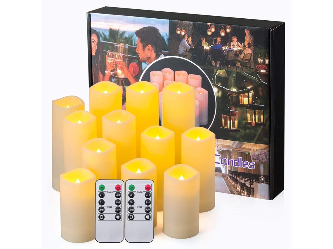 Velas Led Sin Llama, Velas De Resina Con Mando A Distancia Y Temporizador - Velas Impermeables Para Uso Interior Y Exterior, Juego De 12 Unidades.