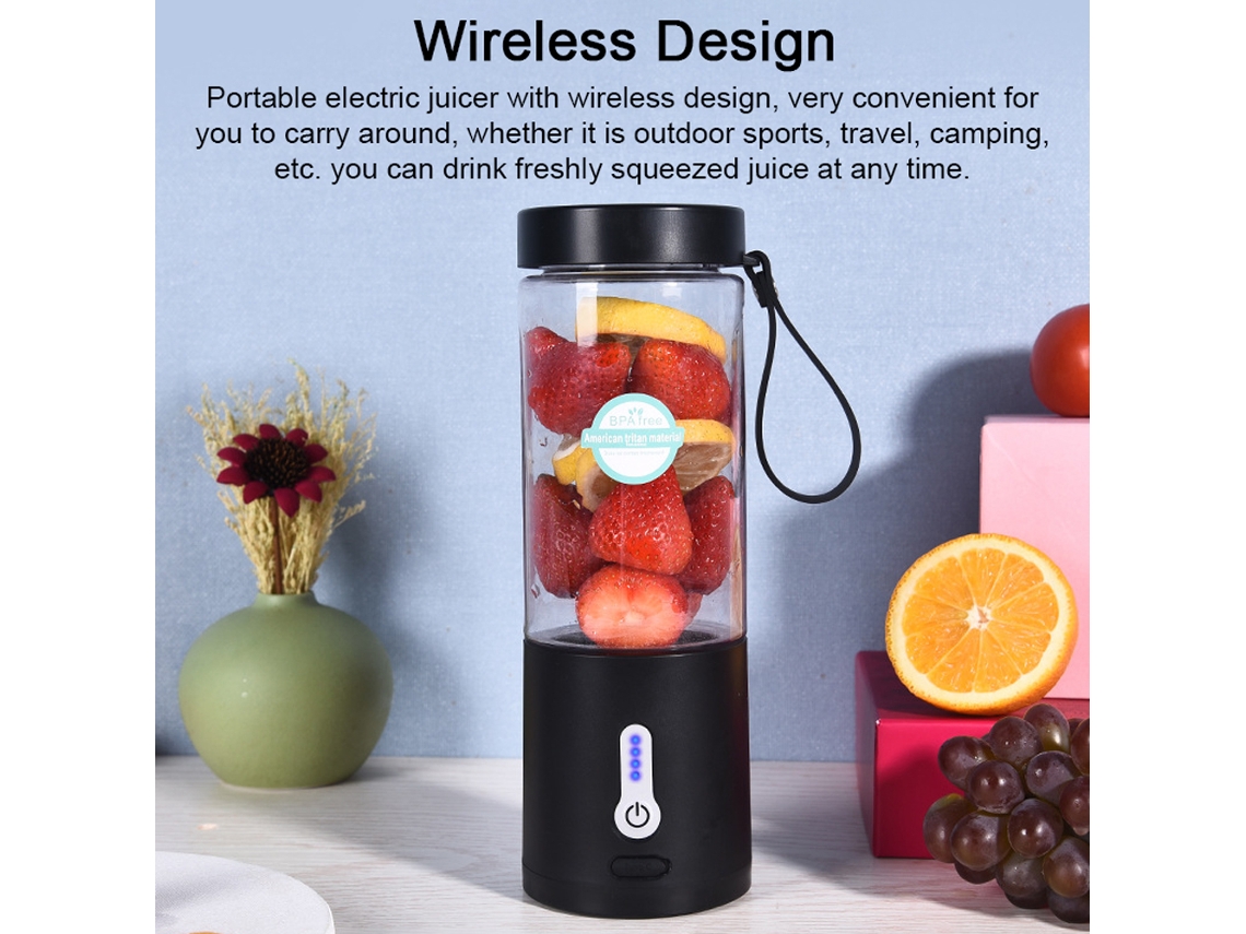 Batidora Usb Portátil Con 6 Cuchillas, Capacidad De 530 Ml, Batería Recargable, Ideal Para Viajes, Acampadas Y Deportes Al Aire Libre.