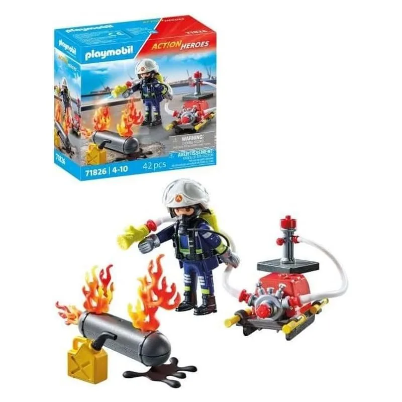 Playmobil 71826 Action Heroes Bombero con boca de incendios