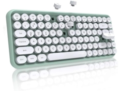 Teclado inalámbrico Bluetooth estilo máquina de escribir de 84 teclas, mini teclado con teclas redondas, compatible con Android, Windows e iOS para el hogar y la oficina.