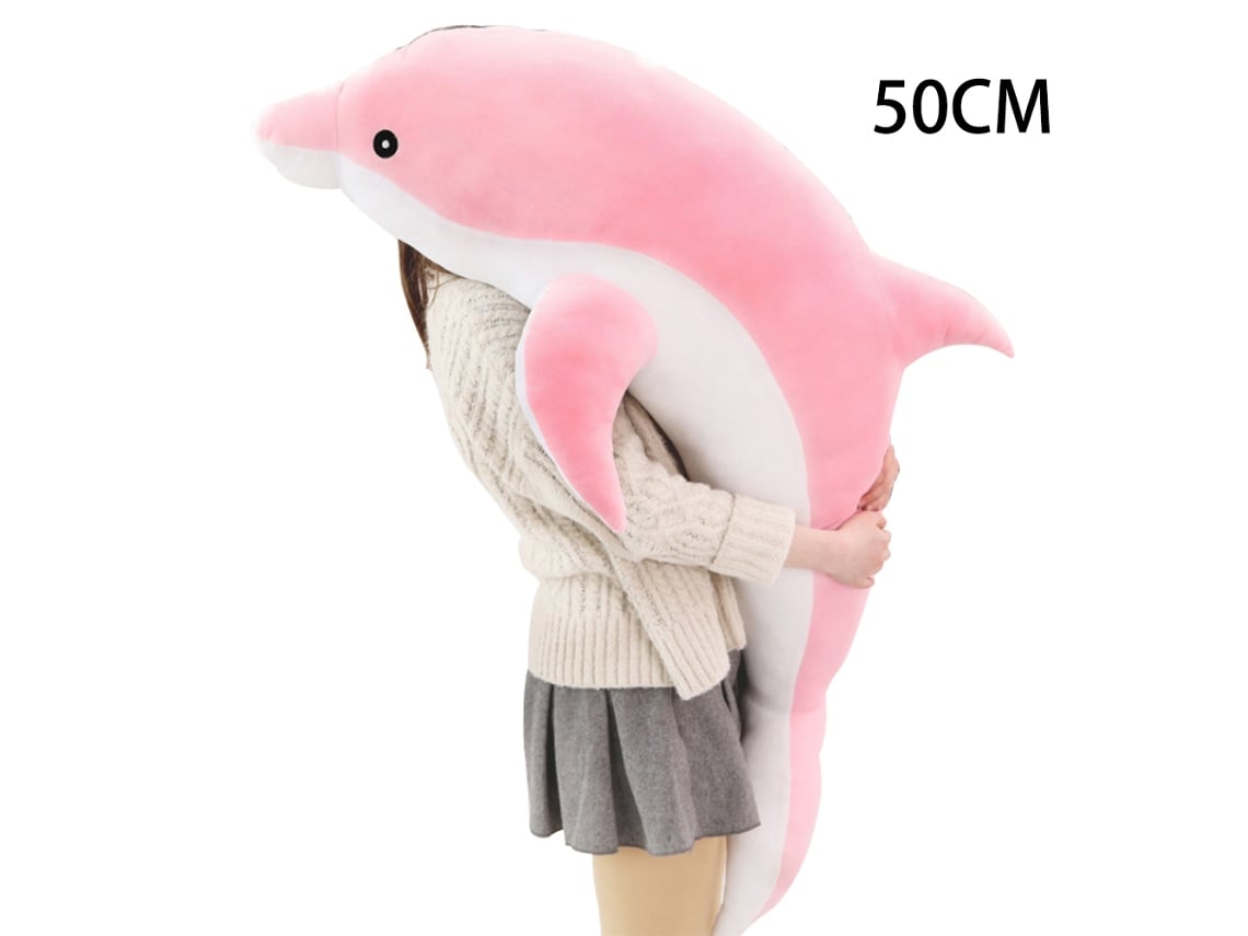 Ats-muñeco De Peluche Delfín Grande Cute Suave Multifunción Almohada Portátil Para Hogar Oficina Rosa 50cm