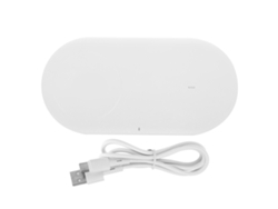 Carregador Sem Fio Rápido Qi 5w 7.5w 10w 15w Pad Para Celulares Com Bobina Dupla Branco