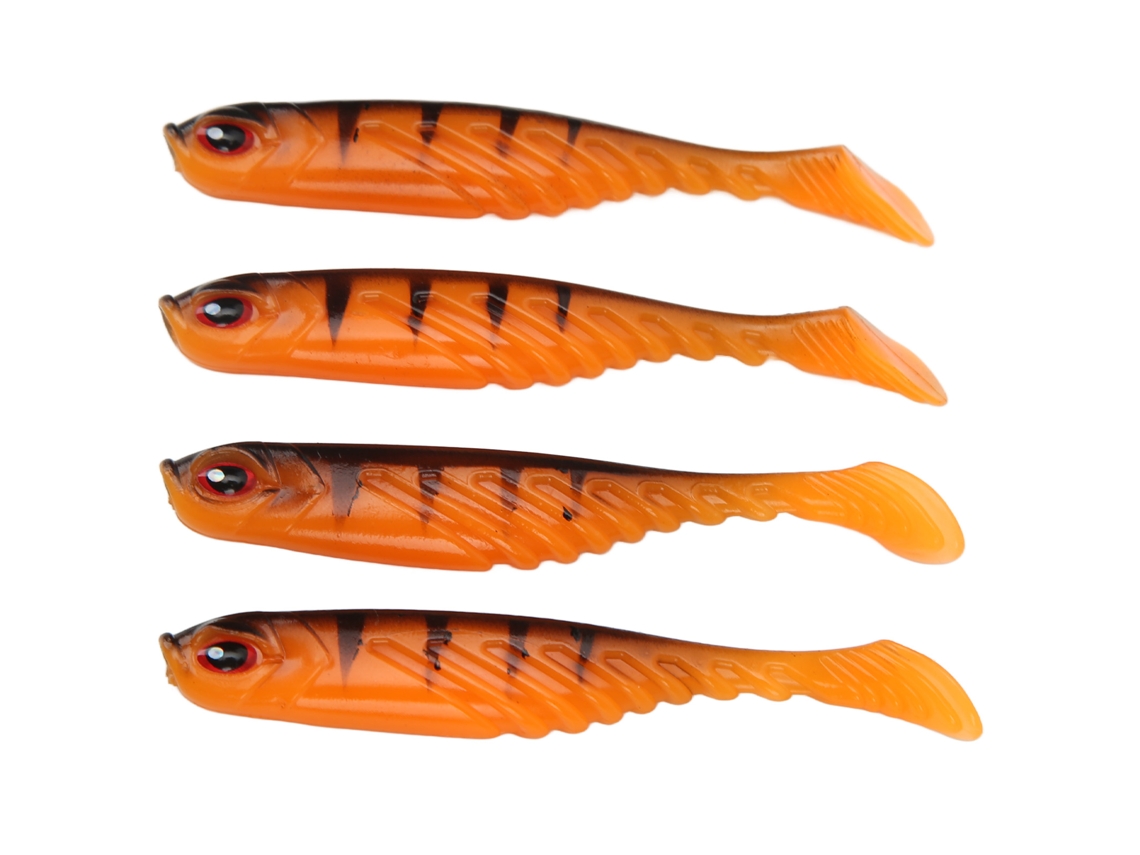 4pcs Isca Artificial T Tail Ar48 75mm/3.2g Bicolor Lure Com Olhos 3d Pvc Para Pesca