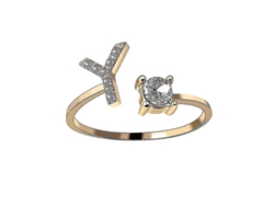 2026-anillo Ajustable De Metal Color Oro Con Letras A-z Iniciales De Cristal Para Mujer