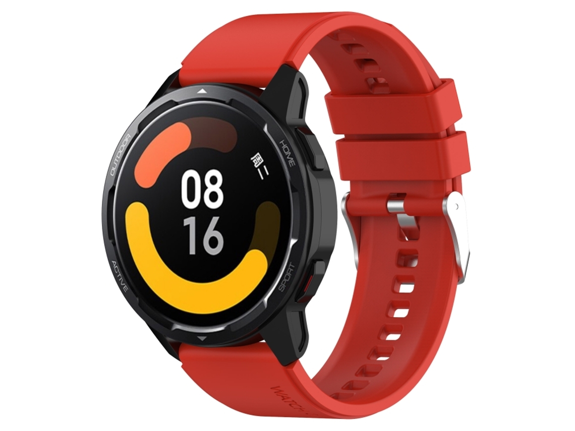 Bracelete Para Samsung Galaxy Heart-l - Silicone Com Cabeça Saliente - Fivela Prata (20mm) - Vermelho