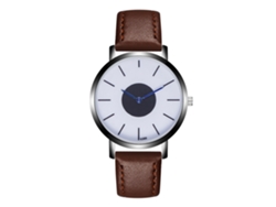 Reloj Hombre De Cuero Moda Dial Redondo Analógico De Cuarzo (café Oscuro)