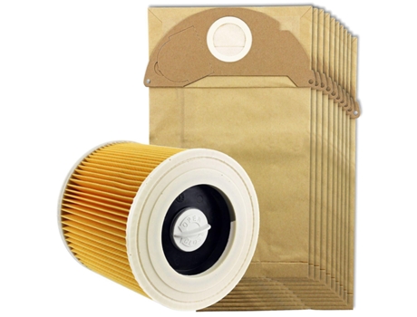 Para filtro de aspirador de pó karcher wet&dry wd2 e 10x sacos de pó