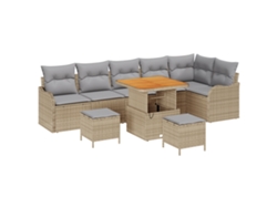 Conjunto de sofá modular de jardín Vidaxl de 9 piezas con cojines en mimbre beige