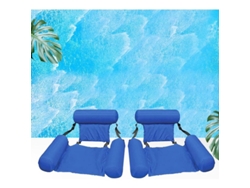 Hamaca Flotante Para Piscina Inflable, Portátil, Plegable, Colchón De Agua, 2 Unidades, Azul