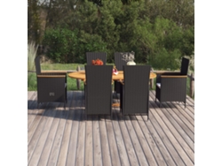 Juego de comedor de jardín de 7 piezas DKD Home Decor en mimbre negro PE