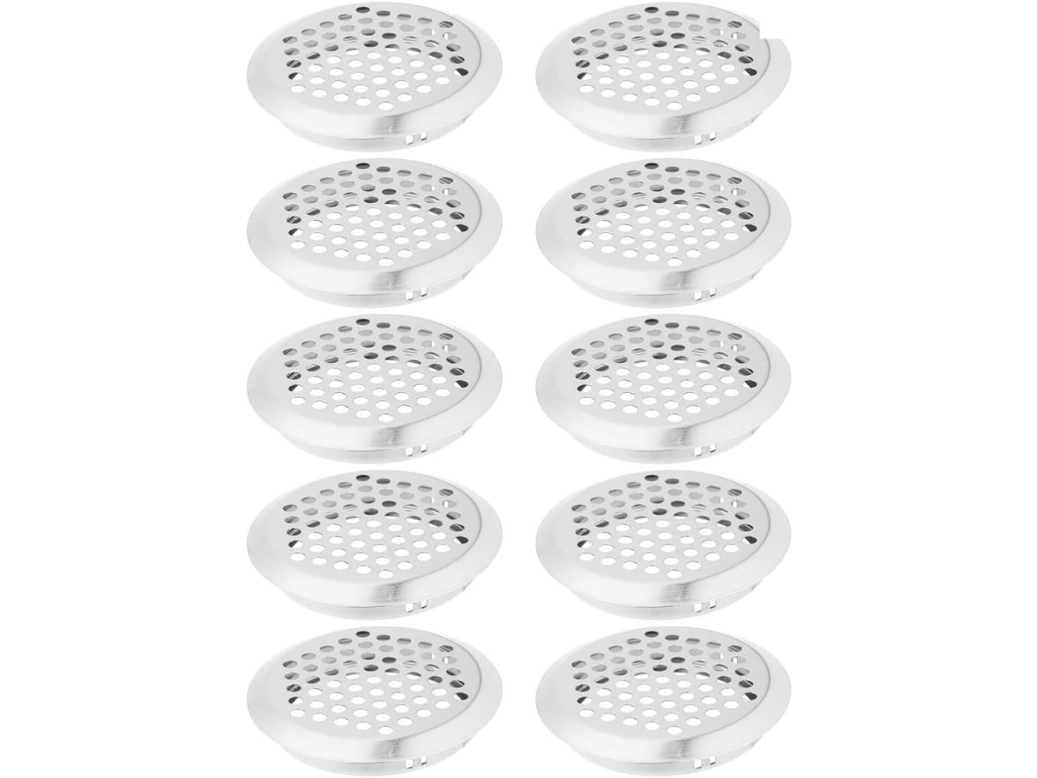 10 Rejillas De Ventilación Redondas De Acero Inoxidable Para Armarios.