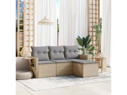Conjunto de sofá de jardín de 4 piezas con cojines de mimbre beige DKD Home Decor
