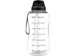 Botella de agua Rebe de 2 litros con pajita y tapa abatible, libre de BPA y con indicador de tiempo transparente.