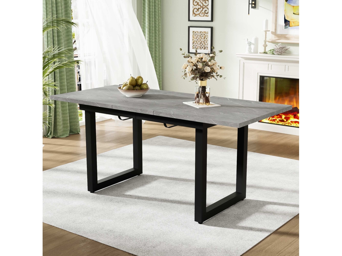 Mesa de comedor de acero estilo industrial gris