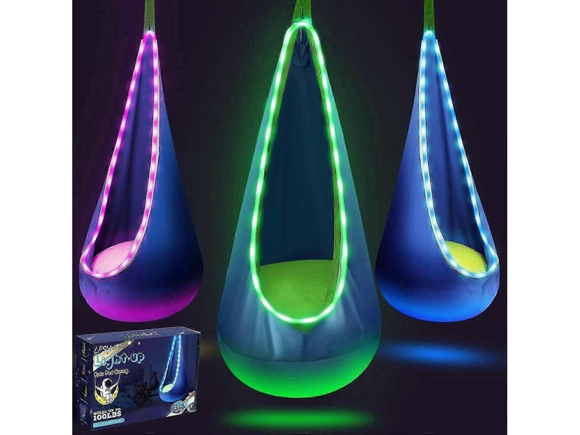 Silla Hamaca Sensorial Con Luz Led Y Almohada Inflable Para Niños, Ideal Para Leer Y Relajarse En Interiores O Exteriores.
