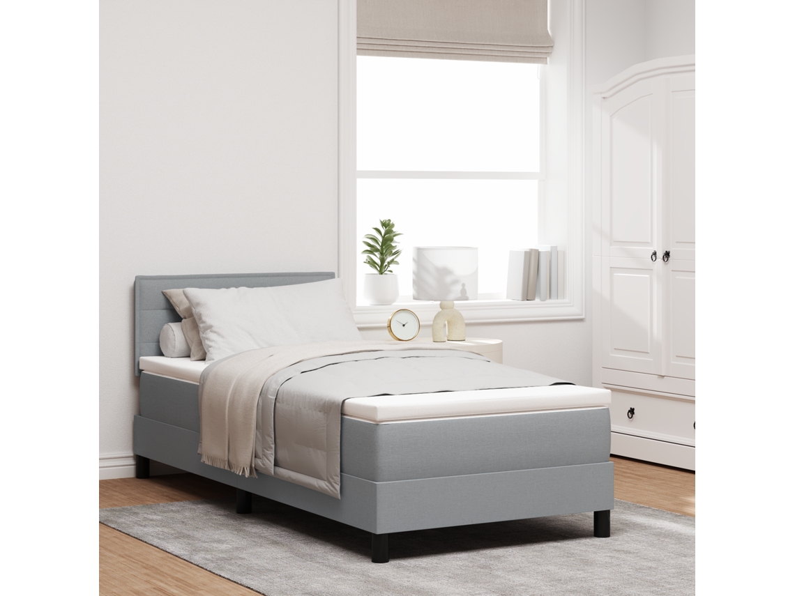 Cama Con Muelles De Con Colchón Y Luz Led Gris 80x200 Cm Tela