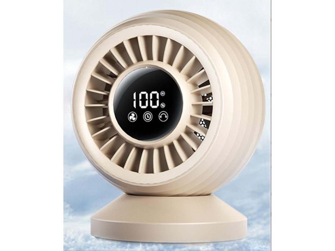 (beige 4000mah) Ventilador Recargable Con Pantalla Digital, Función De Circulación De Aire Y Puerto Usb