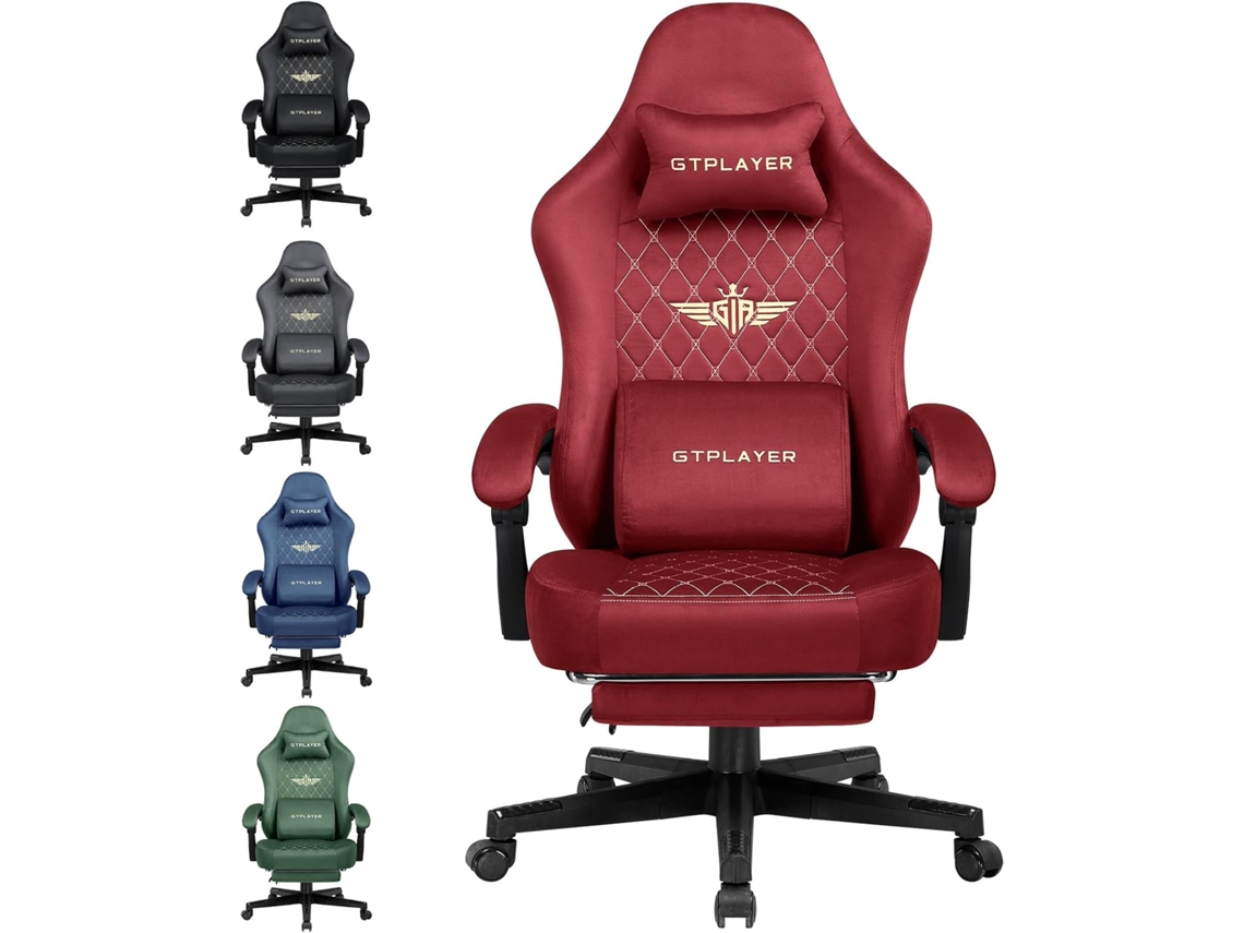 Silla GTPLAYER Gaming de Tela Silla de Oficina Ergonómica Silla para PC, Capacidad de Carga de 150 Kg,Rojo