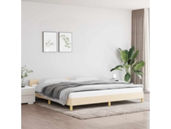 Cama Sin Colchón Tela Color Crema 200x200 Cm