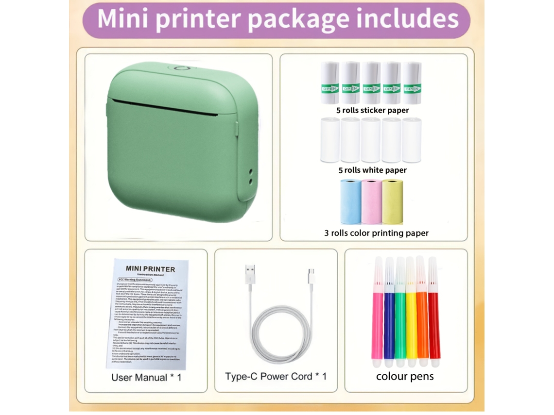 Mini impresora térmica móvil, compatible con iOS/Android, impresión fotográfica inalámbrica portátil. STELASPLEN