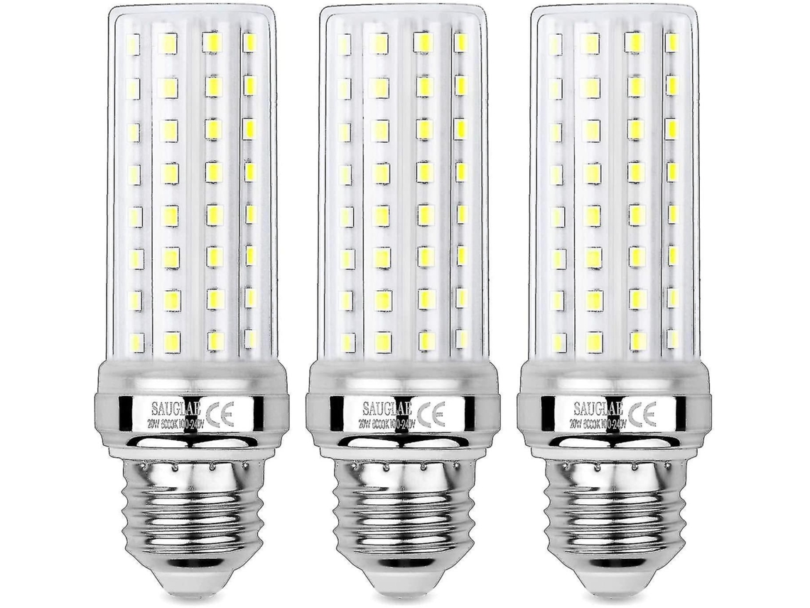 Rebe-3pcs Bombillas Led De Maíz 20w, Equivalente 150w, Luz Blanca Fría 6000k, Base E27 Edison E26