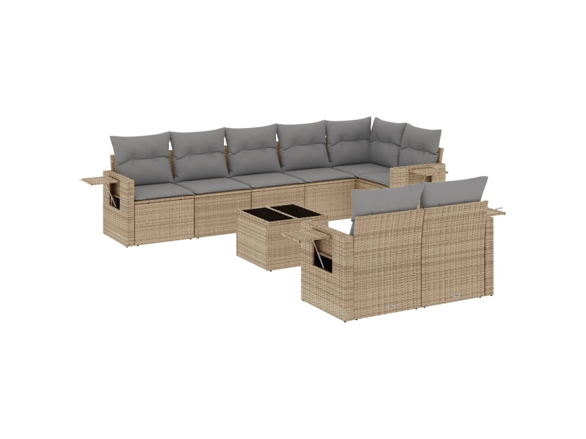 Maison Exclusive - Set De Sofás De Jardín 9 Pzas Con Cojines Ratán Sintético Beige