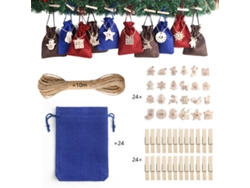 Calendario de Adviento navideño con cuenta regresiva de 24 días (azul)