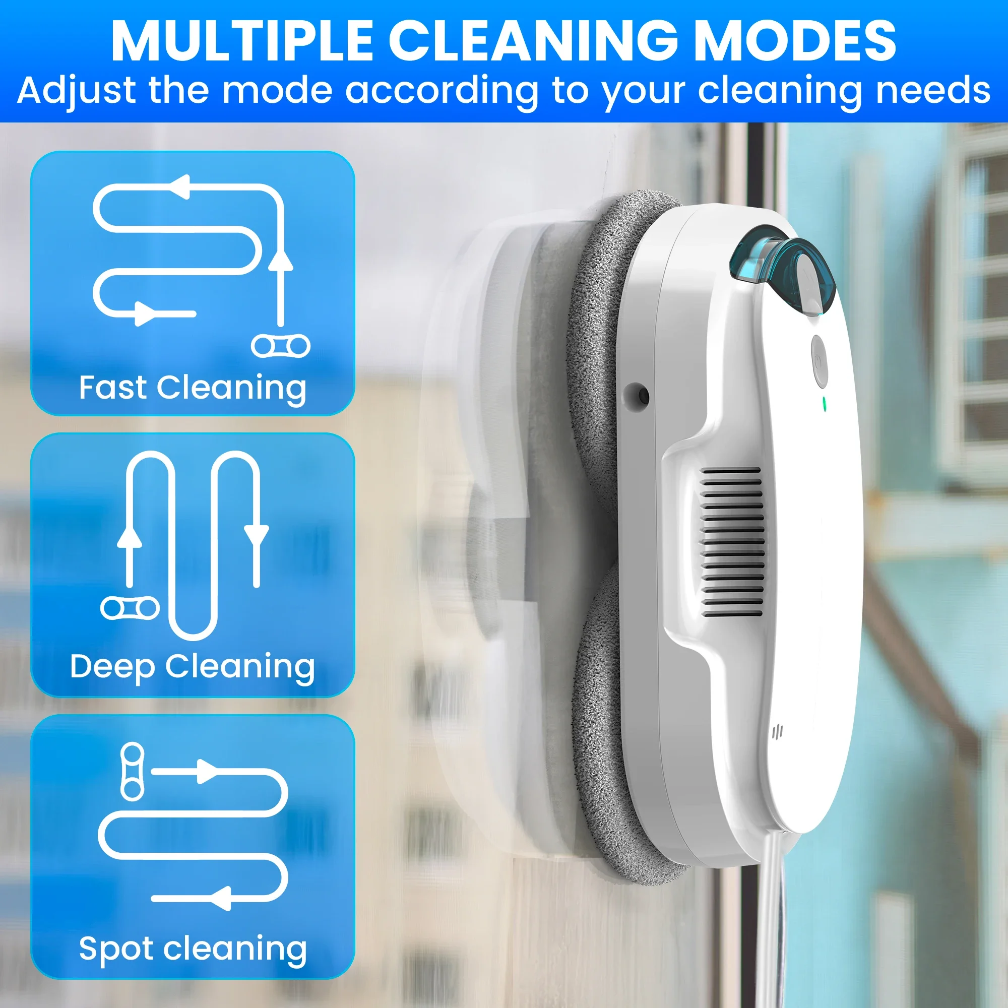 Robot limpiacristales inteligente (blanco), robot limpiacristales eléctrico con mando a distancia